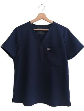 Figs Catarina One Pocket Short Sleeve Scrub Top Navy Blue Medium